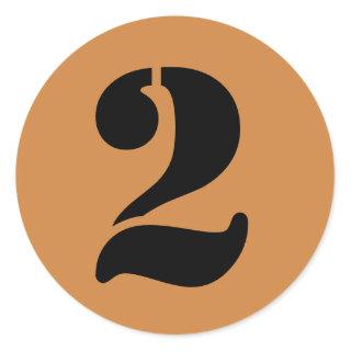 Number 2 Two Peru Gold Stencil Numbers by Janz Classic Round Sticker
