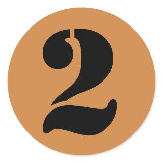 Number 2 Two Peru Gold Stencil Numbers by Janz Classic Round Sticker