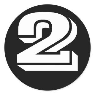 Number 2 Two Vineta Numbers by Janz Black Classic Round Sticker