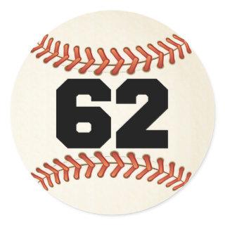 Number 62 Baseball Classic Round Sticker