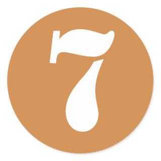 Number 7 Seven Peru Gold Stencil Numbers by Janz Classic Round Sticker
