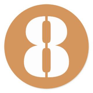 Number 8 Eight Peru Gold Stencil Numbers by Janz Classic Round Sticker
