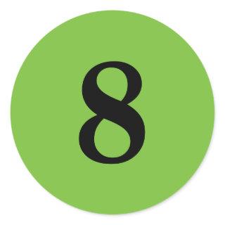Number Eight planning simple 8 green black Classic Round Sticker