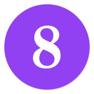 Number Eight planning simple 8 purple white Classic Round Sticker