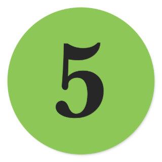 Number Five planning simple 5 green black Classic Round Sticker