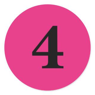 Number Four planning supplies simple 4 pink black Classic Round Sticker