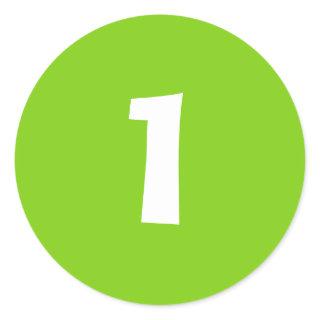 Number One Small Round Green Stickers by Janz