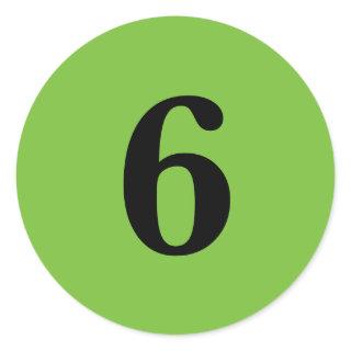 Number Six planning simple 6 green black Classic Round Sticker