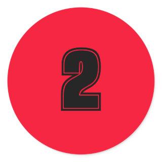 Number Two planning supplies simple 2 red black Classic Round Sticker