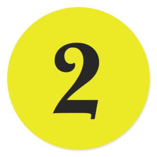 Number Two planning supplies simple 2 yellow black Classic Round Sticker