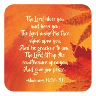 Numbers 6:24-26 The Lord Bless You, Fall  Square Sticker