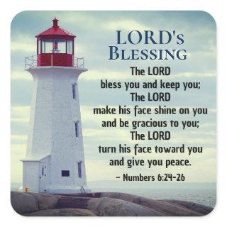 Numbers 6 24-26 The Lord Bless You, Lighthouse Square Sticker