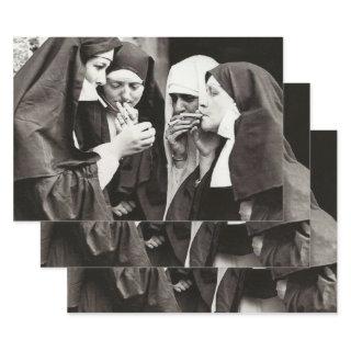 Nuns Smoking Vintage Photography  Sheets