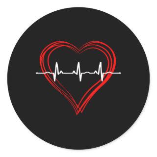 Nurse Ekg Hebeat Love Cardiogram Hollow Ecg He Pul Classic Round Sticker