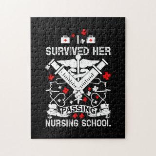 Nurse Gift | Survided Her Passing Nursing Jigsaw Puzzle