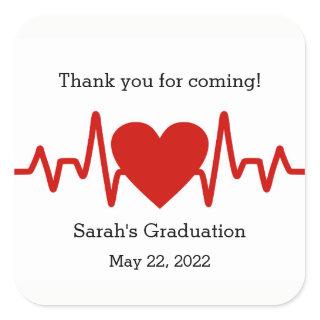 Nurse graduation party favor sticker / heart beat