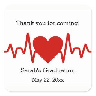Nurse graduation party favor sticker / heart beat