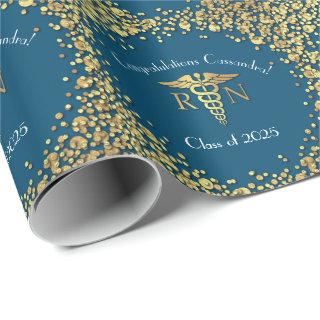 Nurse Nursing School Graduation Party Gold Blue