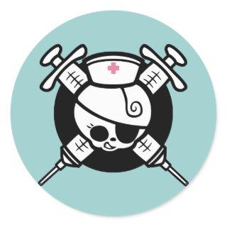 Nurse Pirate and Cross Hypos Classic Round Sticker