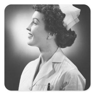 Nurse Posing Square Sticker