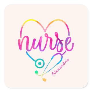 Nurse Stethoscope Square Sticker