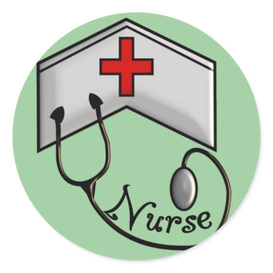 Nurse with EMBOSSED CAP & STETHOSCOPE Classic Round Sticker