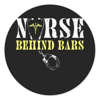 Nursing Behind Bars Correctional Jail Men Women  Classic Round Sticker