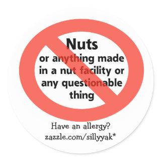 NUT ALLERGY CLASSIC ROUND STICKER