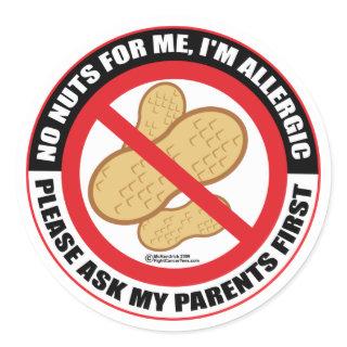 Nut Allergy Classic Round Sticker