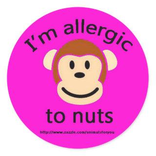 Nut Allergy Pink Classic Round Sticker