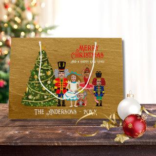 Nutcracker Family of Five Funny Merry Christmas Large Gift Bag