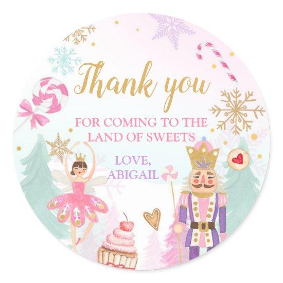 Nutcracker Land of Sweets Girl Birthday Favor Classic Round Sticker
