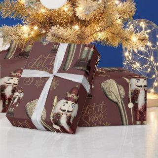Nutcracker Soldier Christmas Let it Snow Brown