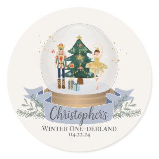 nutcracker winter onederland first birthday party classic round sticker