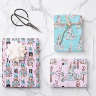 NUTCRACKERS AND BALLERINA PINK TURQUOISE CHRISTMAS  SHEETS