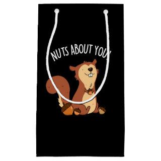 Nuts About You Funny Squirrel Pun Dark BG Small Gift Bag