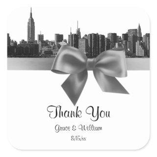 NYC Wide Skyline Etched BW Gray Favor Tag