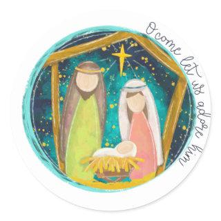 O Come Let Us Adore Him Classic Round Sticker