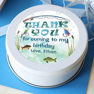 O-fish-ally, fishing themed thank you favors  classic round sticker