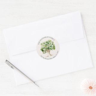 Oak Tree Round Return Address Label