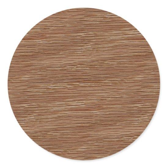 Oak Wood Grain Look Classic Round Sticker