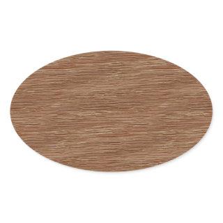 Oak Wood Grain Look Oval Sticker