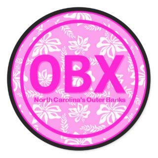 OBX Outer Banks NC Pink Flower Stickers