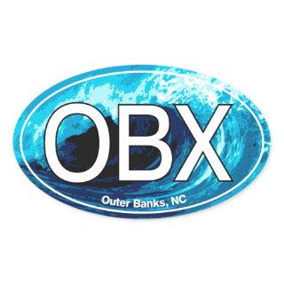 OBX Outer Banks Wave Oval Oval Sticker