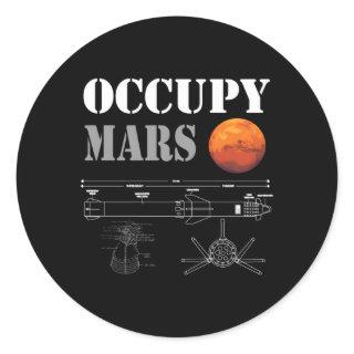 Occupy Mars Starship Rocket Classic Round Sticker