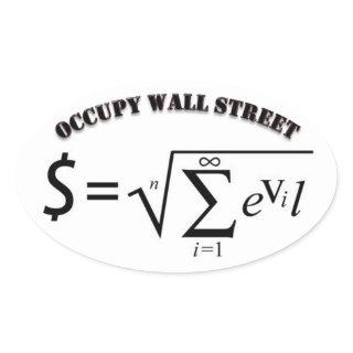 Occupy Wall Street Money is the Root of all Evil Oval Sticker