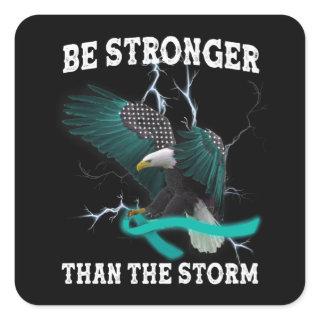 OCD And PTSD Eagle Teal Ribbon Awareness Themed T- Square Sticker