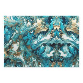 ocean blue fluid pattern, turquoise, watery  sheets
