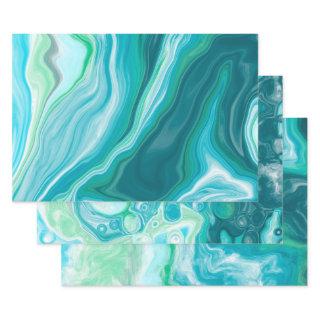 Ocean Blue Marble Fluid Art Birthday  Sheets