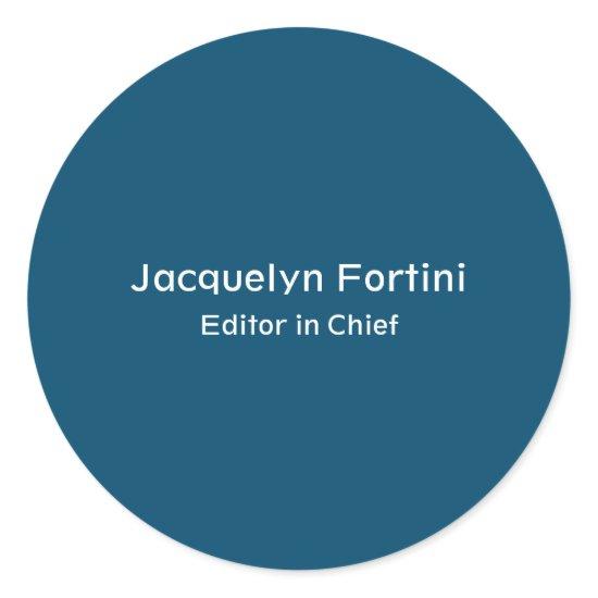 Ocean Blue Plain Elegant Modern Minimalist Classic Round Sticker
